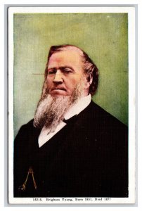 Brigham Young Portrait Mormon LDS UNP Linen Postcard N26