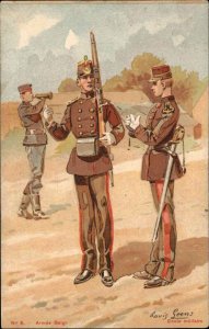 Belgian Army Soldiers in Uniform Gun & Sword - Louis Geens 1909 Used Postcard