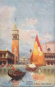 Italy sail & navigation themed postcard Venice San Marco sailing vessel gondola