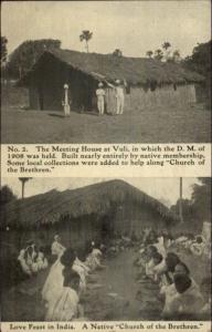 Meeting House at Vuli DM of 1908 - Love Feast in India c1910 Postcard