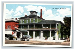 Vintage 1920's Advertising Postcard Antique Cars The Tavern Perry New York