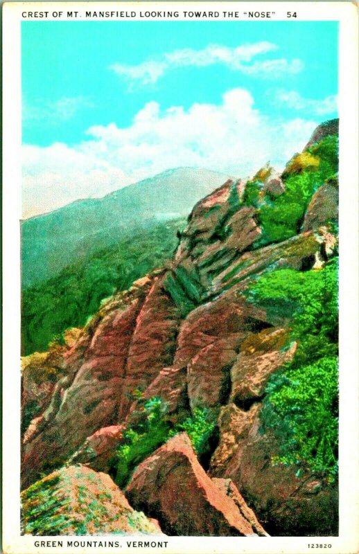 The Nose Mount Mt Mansfield Green Mountains Vermont VT UNP 1920s Postcard 