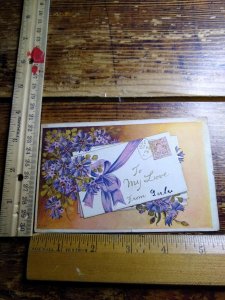 Postcard - To My Love, From - Mail Ribbon Flowers Art Print