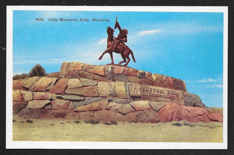 Cody Memorial Buffalo Bill on Horseback Wyoming Unused c1930s