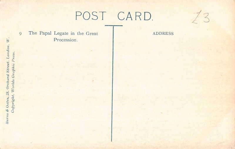 England London Papal Legate in Great Procession Religious vintage postcard