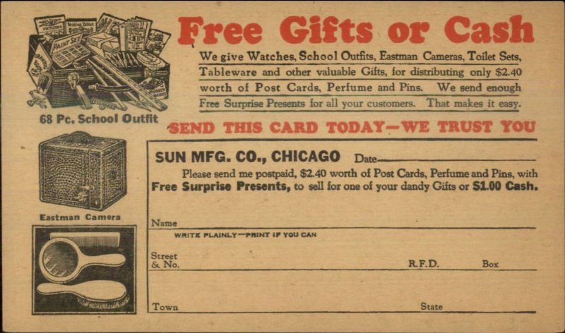 Sun Mfg Co Chicago Watch Eastman Cameras Toilet Seats Postcard