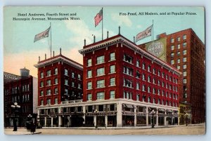 Minneapolis Minnesota Postcard Hotel Andrews Fourth Street Hennepin 1910 Vintage