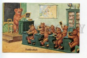 490350 Germany Teddy bears go to school Old postcard