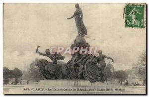 Paris Old Postcard The Triumph of the Republic Square of the Nation