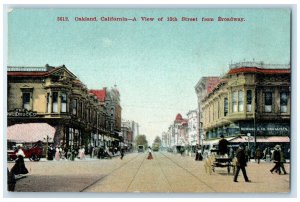 c1910 View of 13th Street from Broadway Oakland California CA Antique Postcard