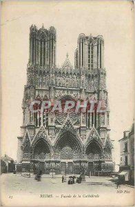 Old Postcard Reims Facade of the Cathedral