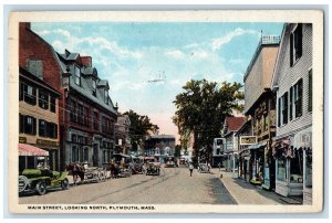 1921 Main Street Looking North Plymouth Massachusetts MA Antique Postcard 