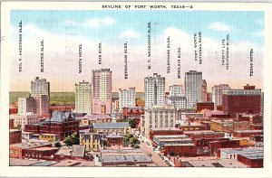 Postcard CITY SKYLINE SCENE Fort Worth Texas TX AI0870