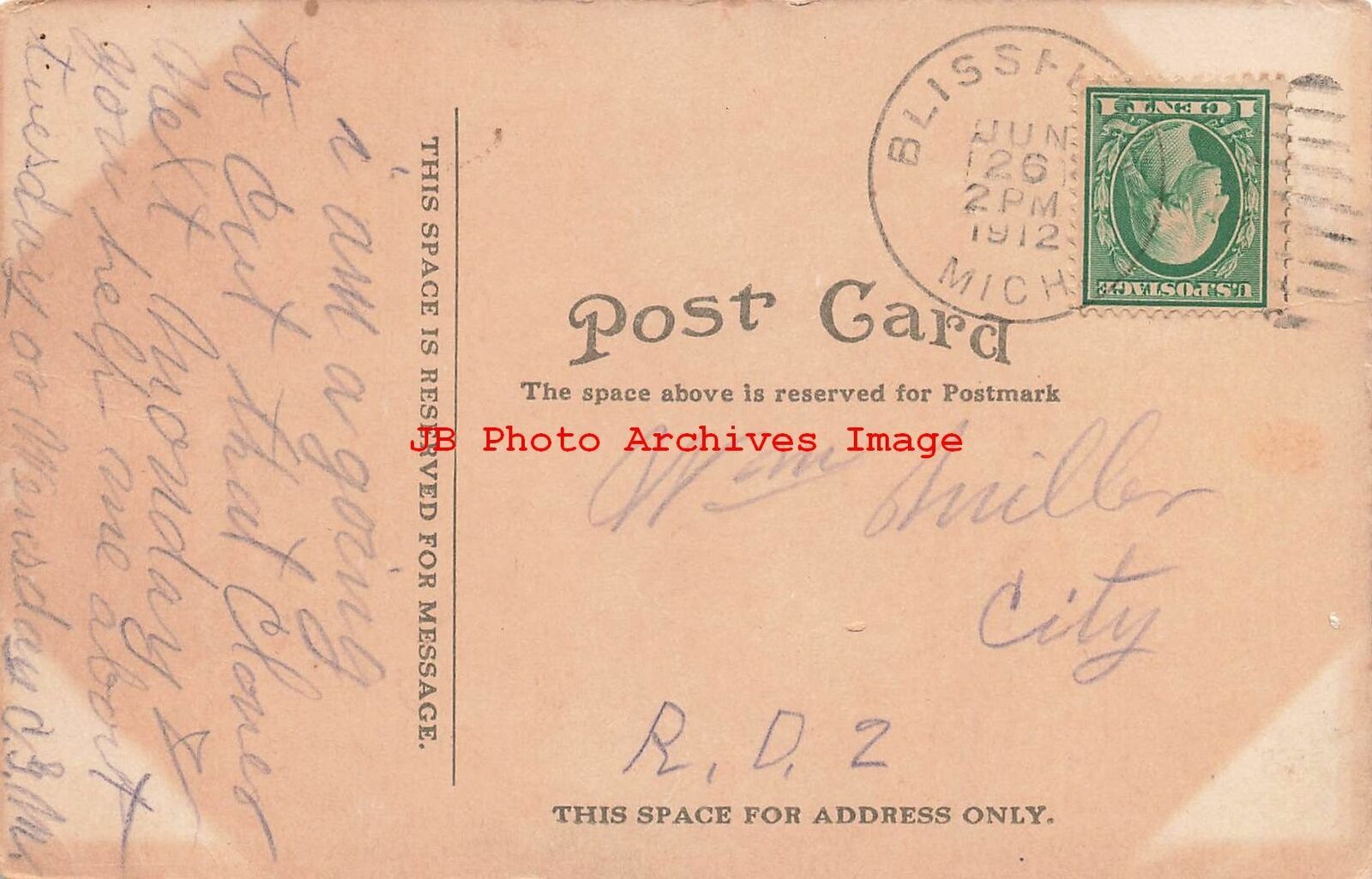 MI, Blissfield, Michigan, Main Street, Business Section, 1912 PM, JP