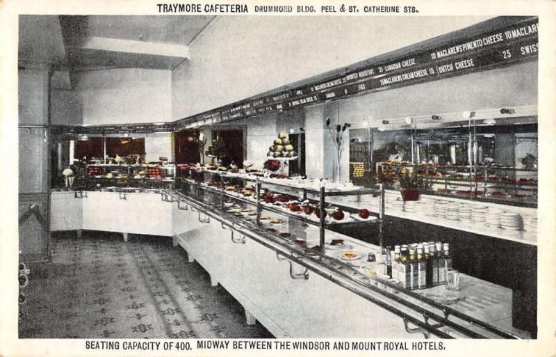 Montreal Quebec Canada Traymore Cafeteria Interior Antique Postcard K17044