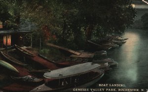 Vintage Postcard 1914 Boat Landing Genesee Valley Park Rochester NY New York