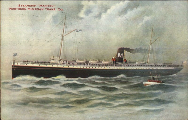 Great Lakes Steamer Steamship Manitou 1909 Chicago Cancel Postcard