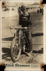 Motorcycle Dirtbike Riding Racing Henk Steman Voorburg Real Photo Postcard