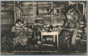 NATIVE AMERICAN CHIEF NEPTURE PASSAMAQUADDY TRIBE EASTPORT ME ANTIQUE POSTCARD