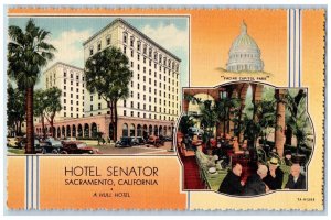 Sacramento California CA Postcard Hotel Senator Hull Hotel c1940 Vintage Antique