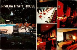 Atlanta, GA Georgia  RIVIERA HYATT HOUSE HOTEL  Room~Dining~Pool  1973 Postcard