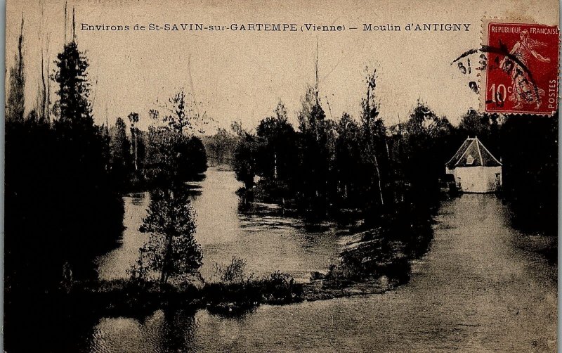 1917 ENVIRONS DE ST-SAVIN SUR GARTEMPE (VIENNE) MOULIN D'ANTIGNY POSTCARD 14-139