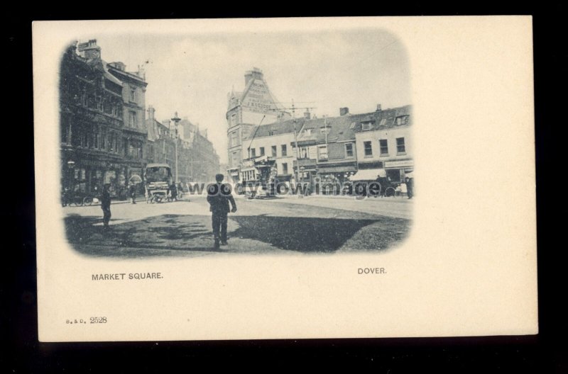 TQ3163 - Kent - Trams & Carts in Market Square, Dover, No.B&D 2528 - postcard