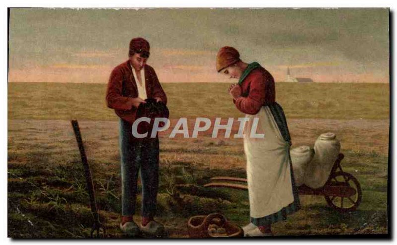 Old Postcard Millet Peasants