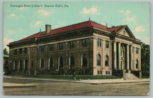 Beaver Falls Pennsylvania~Carnegie Free Library~Vintage Postcard
