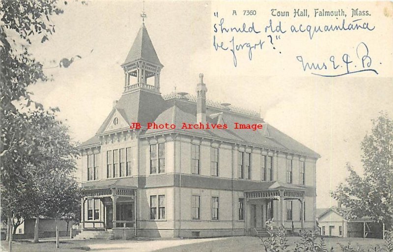MA, Falmouth, Massachusetts, Town Hall, 1905 PM, Rotograph Pub No A7360