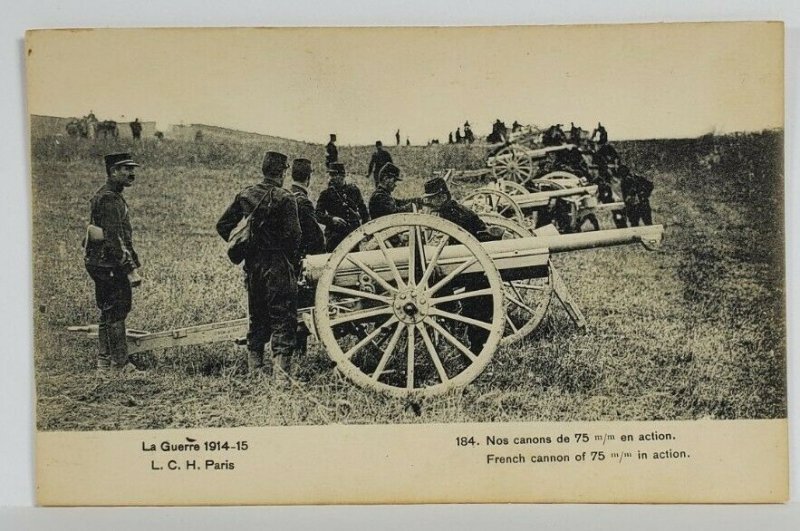 Military French Cannon LaGuerra c1914 Soldiers France Postcard S11