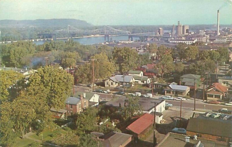 LaCrosse WI From the Beautiful Hiawatha Valley Aerial View 1961 Postcard