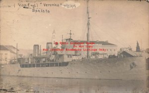 British Royal Navy, RPPC, HMS Veronica at Spalato Croatia 1919