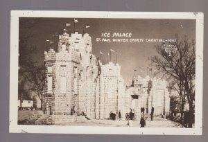 St. Paul MINNESOTA RPPC 1941 ICE PALACE Castle WINTER SPORTS CARNIVAL Mando