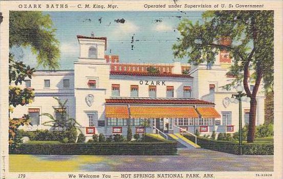 Arkansas Hot Springs National Park Ozark Baths C M King Mgr Operated Under Su...