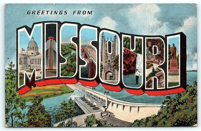 Postcard MO Large Letter Greetings from Missouri  