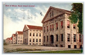 Row of Shops Rock Island Arsenal Rock Island Illinois IL 1909 DB Postcard P26