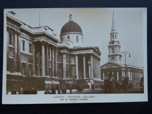 London NATIONAL GALLERY & St Martin's Church - Old RP Postcard