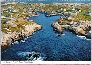 VINTAGE CONTINENTAL SIZE POSTCARD BIRDS EYE VIEW PEGGY'S COVE NOVA SCOTIA CANADA