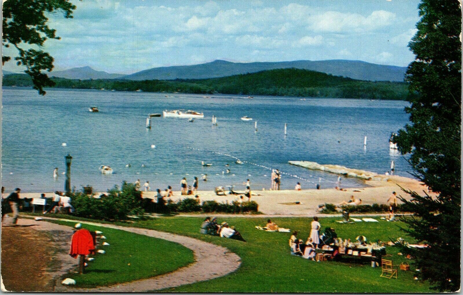 Endicott Rock Park Weirs New Hampshire NH Beach Postcard Mike Roberts
