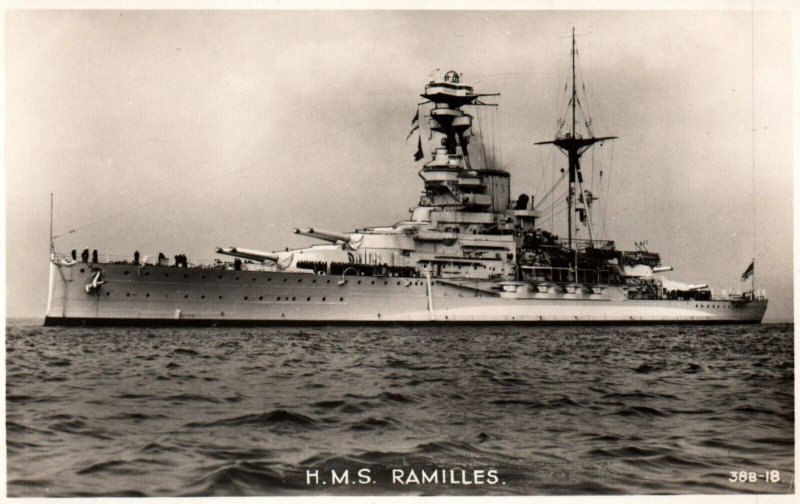 RPPC Photo British Royal Navy HMS Ramillies (07) Battleship War Time