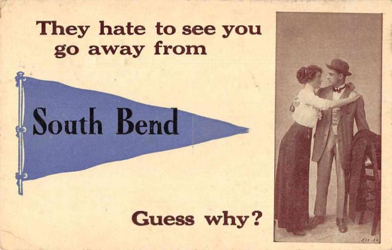 South Bend Washington Romance Greetings Pennant Postcard JD228196