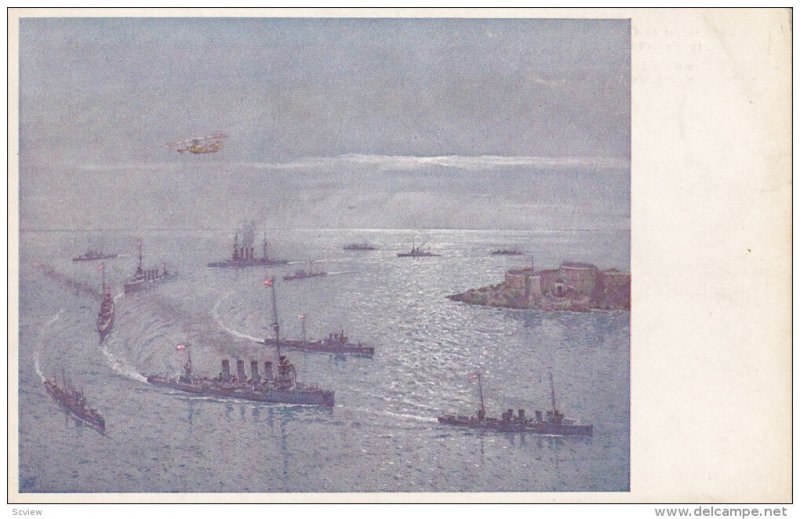 Otranto , Lecce (Apulia, Italy)  ; Naval Fleet entering harbor 1917