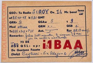 ad9204 - ITALY - RADIO FREQUENCY CARD - 1948   Cagliari