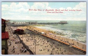 BIRD'S EYE VIEW BOARDWALK BEACH & SURF*STEEPLECHASE & STEEL PIER ATLANTIC CITY