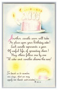 Postcard Another Candle Upon Your Birthday Cake Bible Verse Card Ps. 90:12