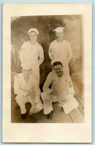 1940's RPPC WWII ID'd Sailors At Noumea New Catadonia Y6