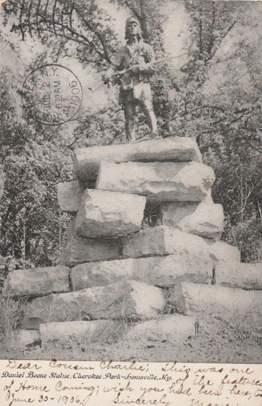 Daniel Boone Statue at Cherokee Park Louisville KY Kentucky Roadside pm 1906 UDB