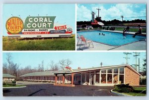 1964 Rocky Mount North Carolina Postcard Coral Court Motor Lodge Restaurant