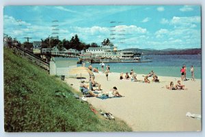 1961 Weirs Beach New Hampshire Postcard Bathing M-V Dock Lake Winnipesaukee